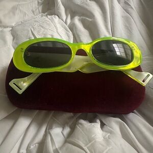 Gucci Neon Yellow Oval Sunglasses